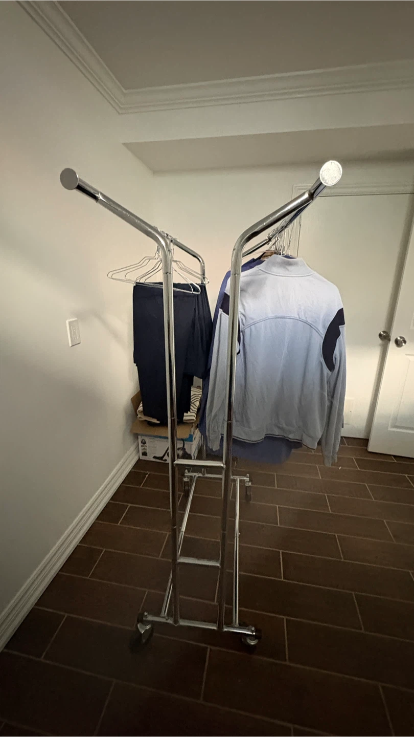 Chrome Double Rail Garment Rack with Wheels - photo 3
