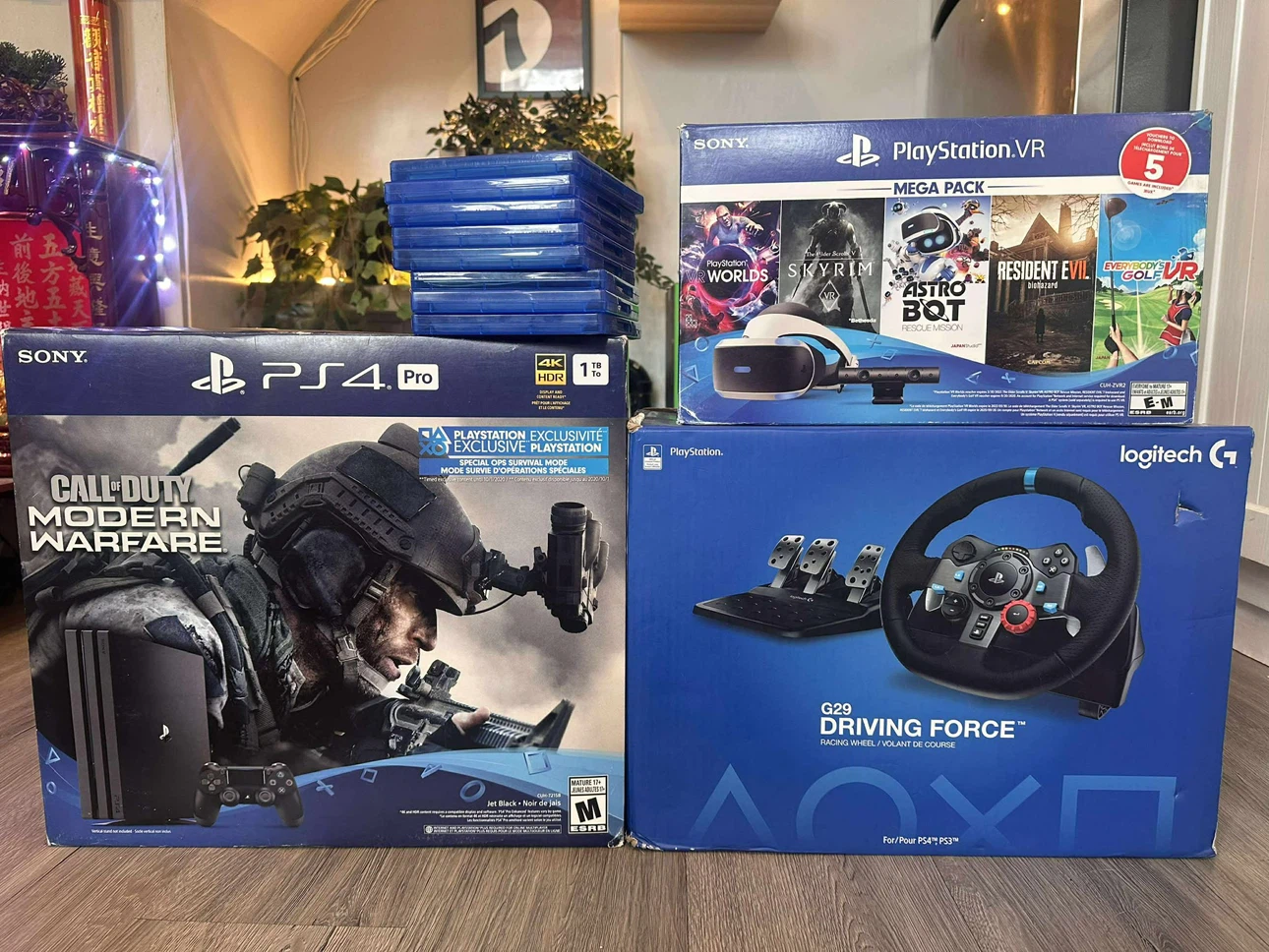 Playstation 4 Games Bundle with VR and Driving Wheel