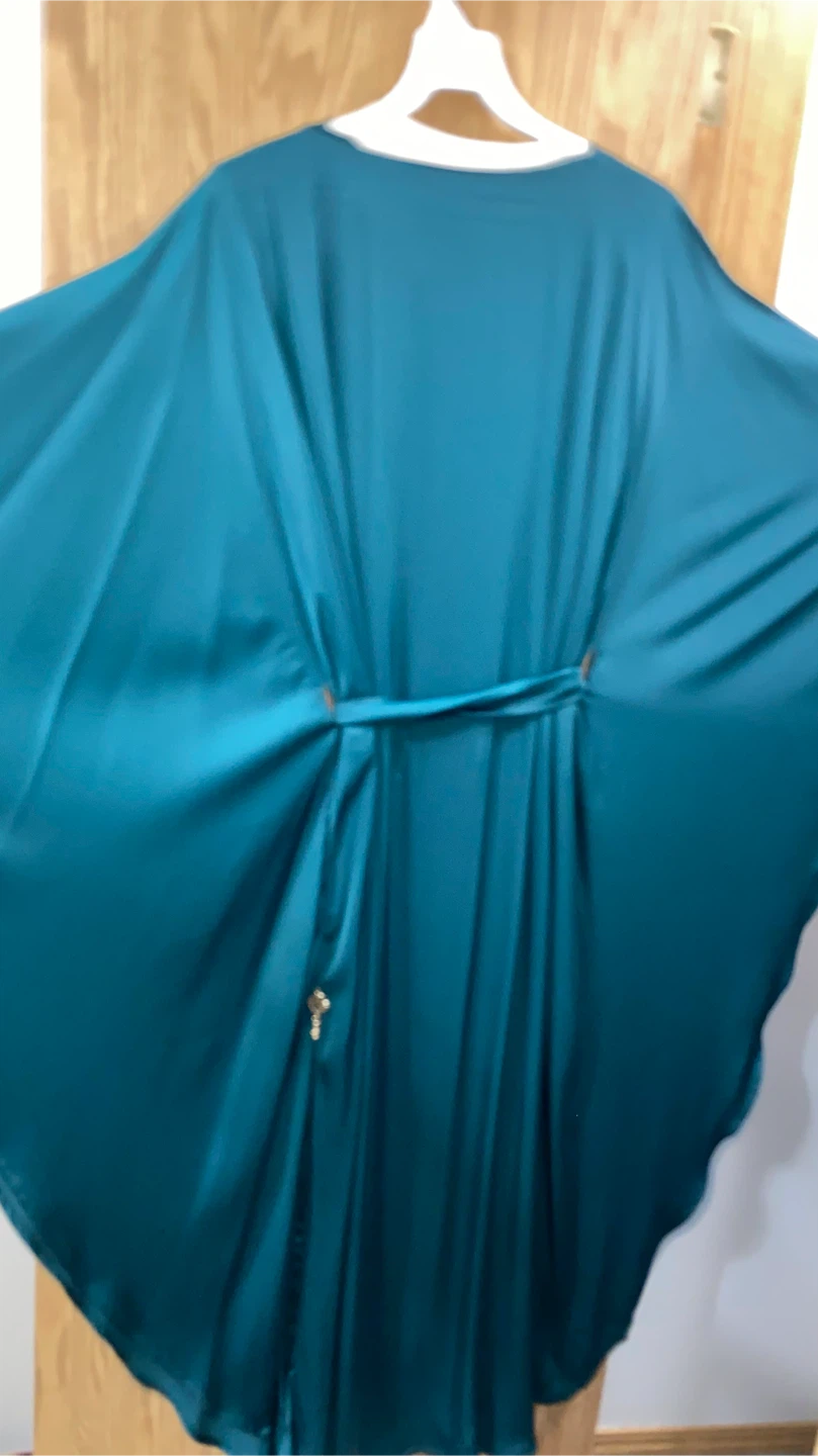 Teal Satin butterfly abaya - photo 3