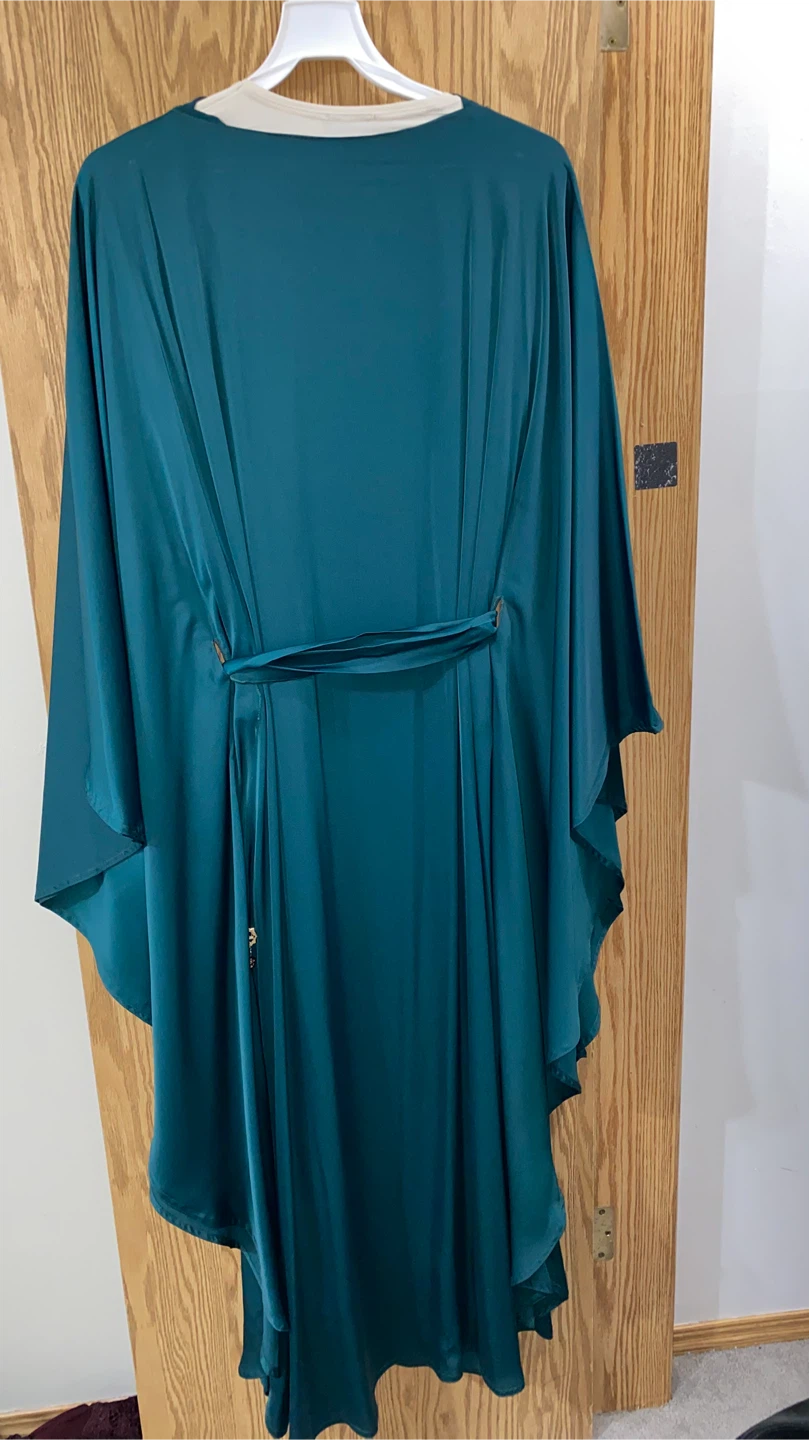 Teal Satin butterfly abaya - photo 5