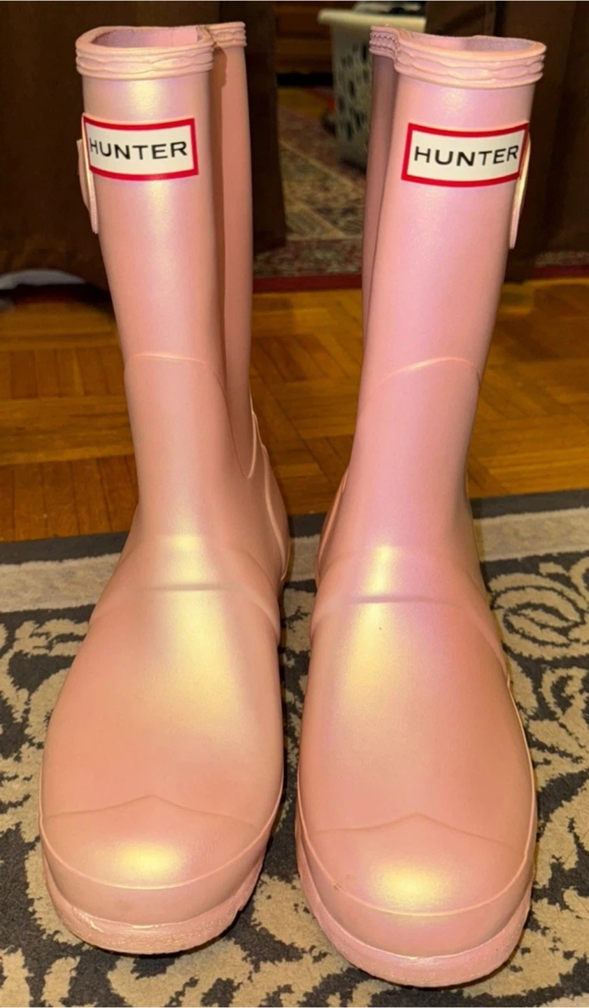 Hunter Pink Iridescent Rain Boots