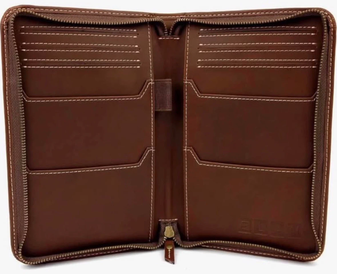 Travel Wallet & Passport Holder, Brown Split Grain Leather
