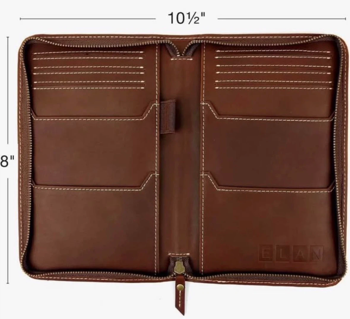 Travel Wallet & Passport Holder, Brown Split Grain Leather - photo 4