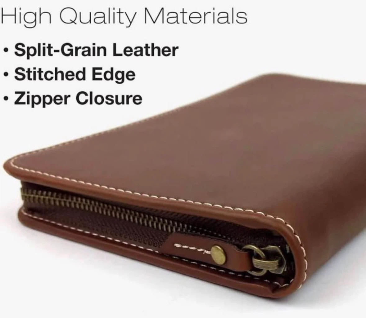 Travel Wallet & Passport Holder, Brown Split Grain Leather - photo 5