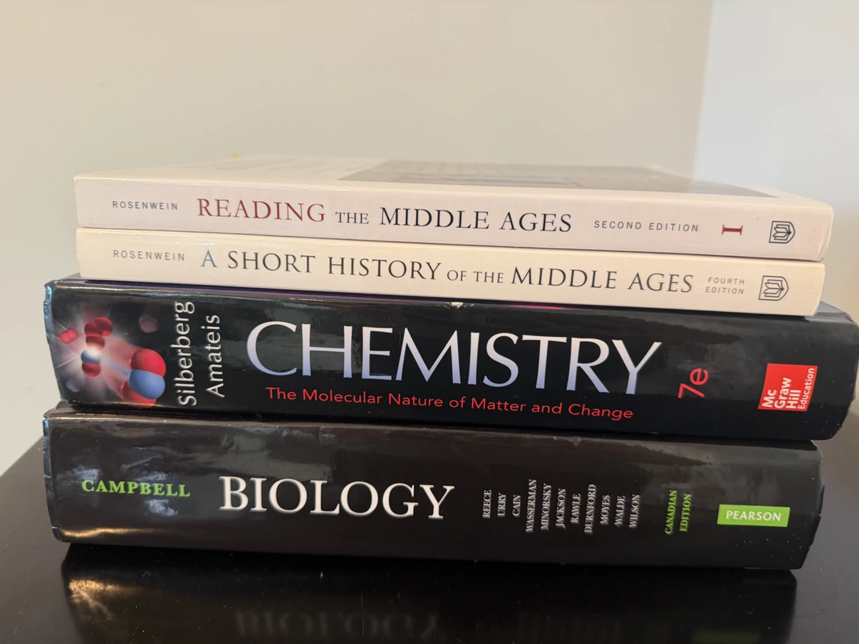 Bundle of 4 University Textbooks: Chemistry, Biology & History