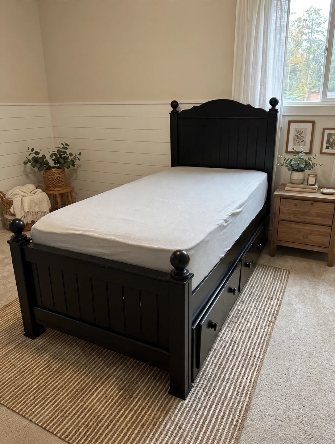 Black Twin Storage Bed Frame with Drawers | No Mattress - photo 2