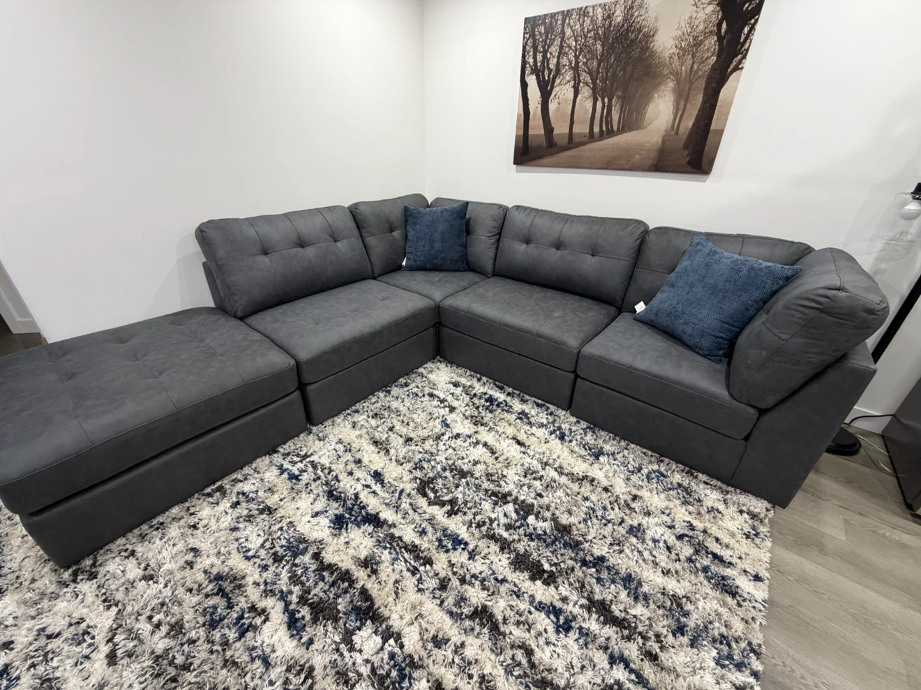 Grey Sectional Sofa with Ottoman - photo 2