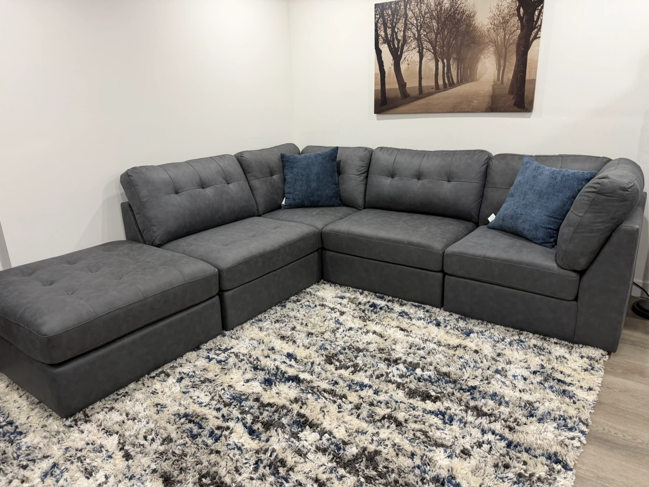Grey Sectional Sofa with Ottoman - photo 3