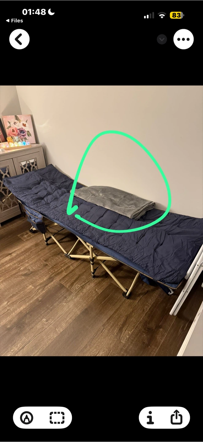 Livearty Folding Camping Cot with Mattress Navy Blue - photo 2