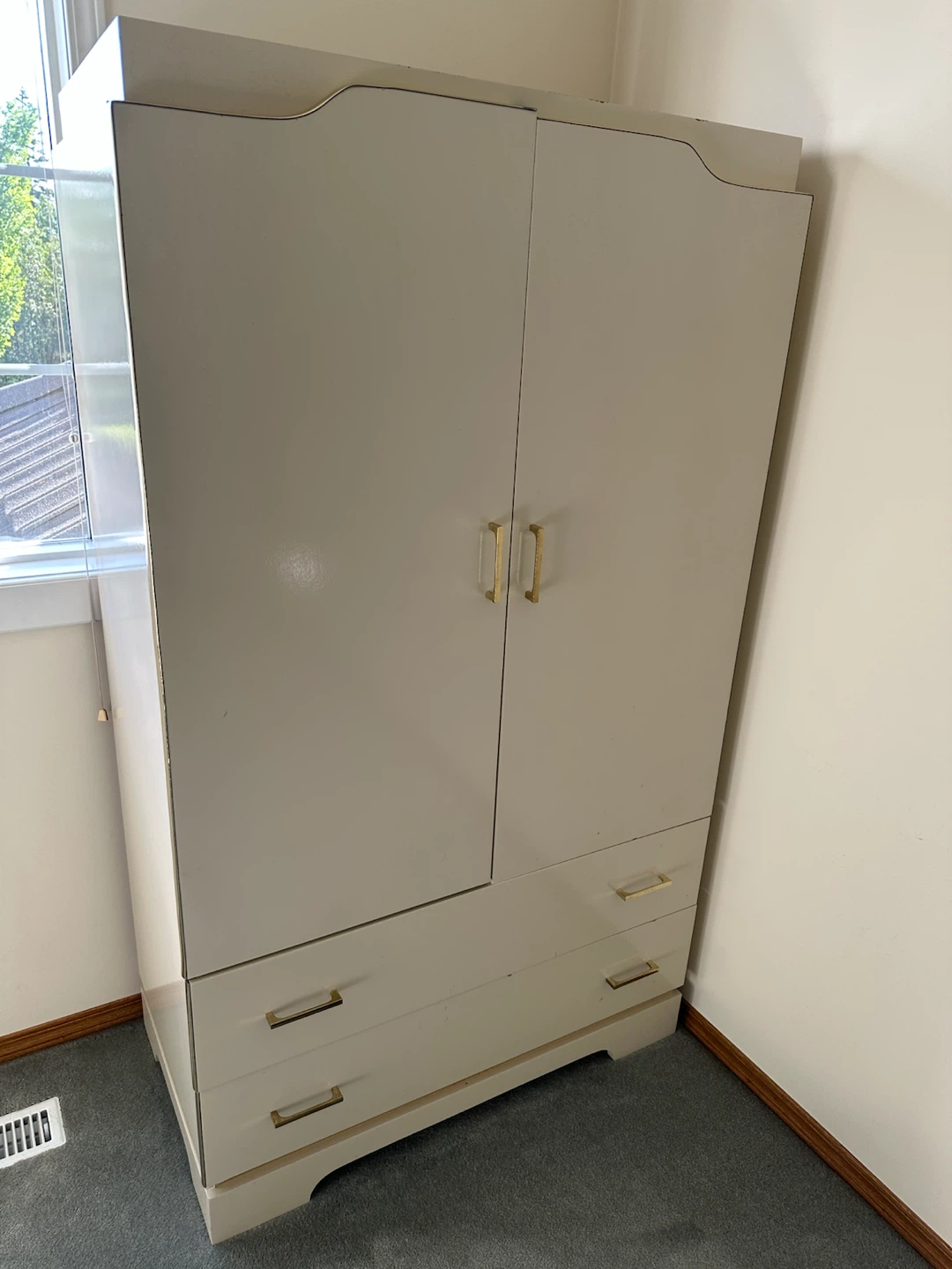Mid-Century Modern Cream Armoire Wardrobe