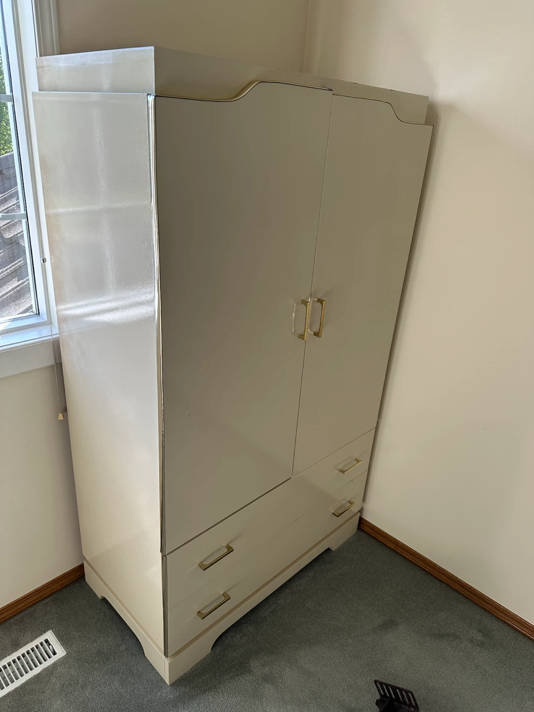 Mid-Century Modern Cream Armoire Wardrobe - photo 3