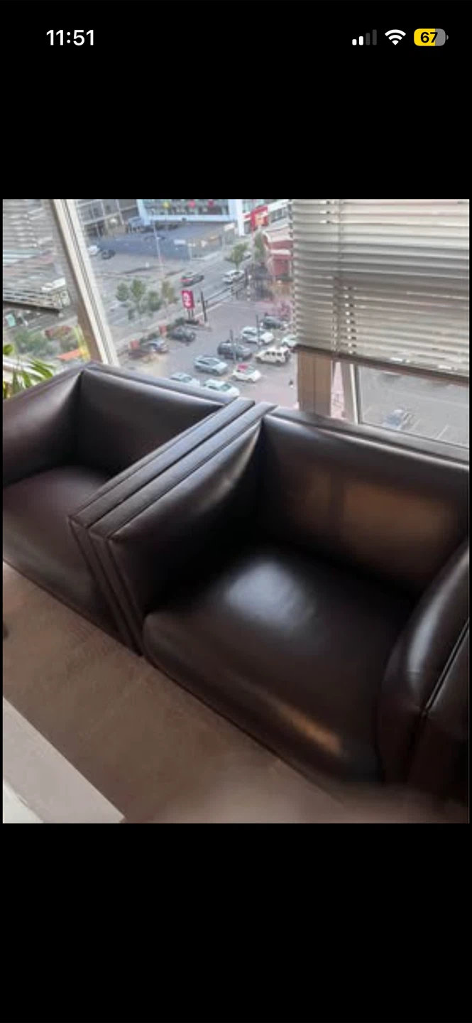 Dark Brown Leather Armchairs
