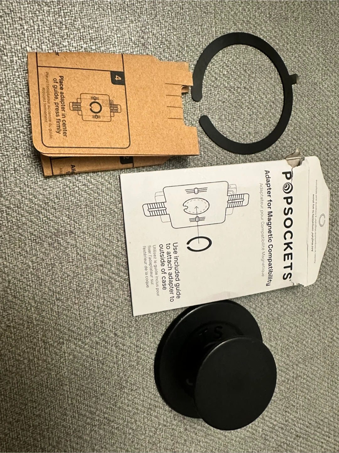 Black PopSocket Grip with MagSafe Adapter Ring Bundle