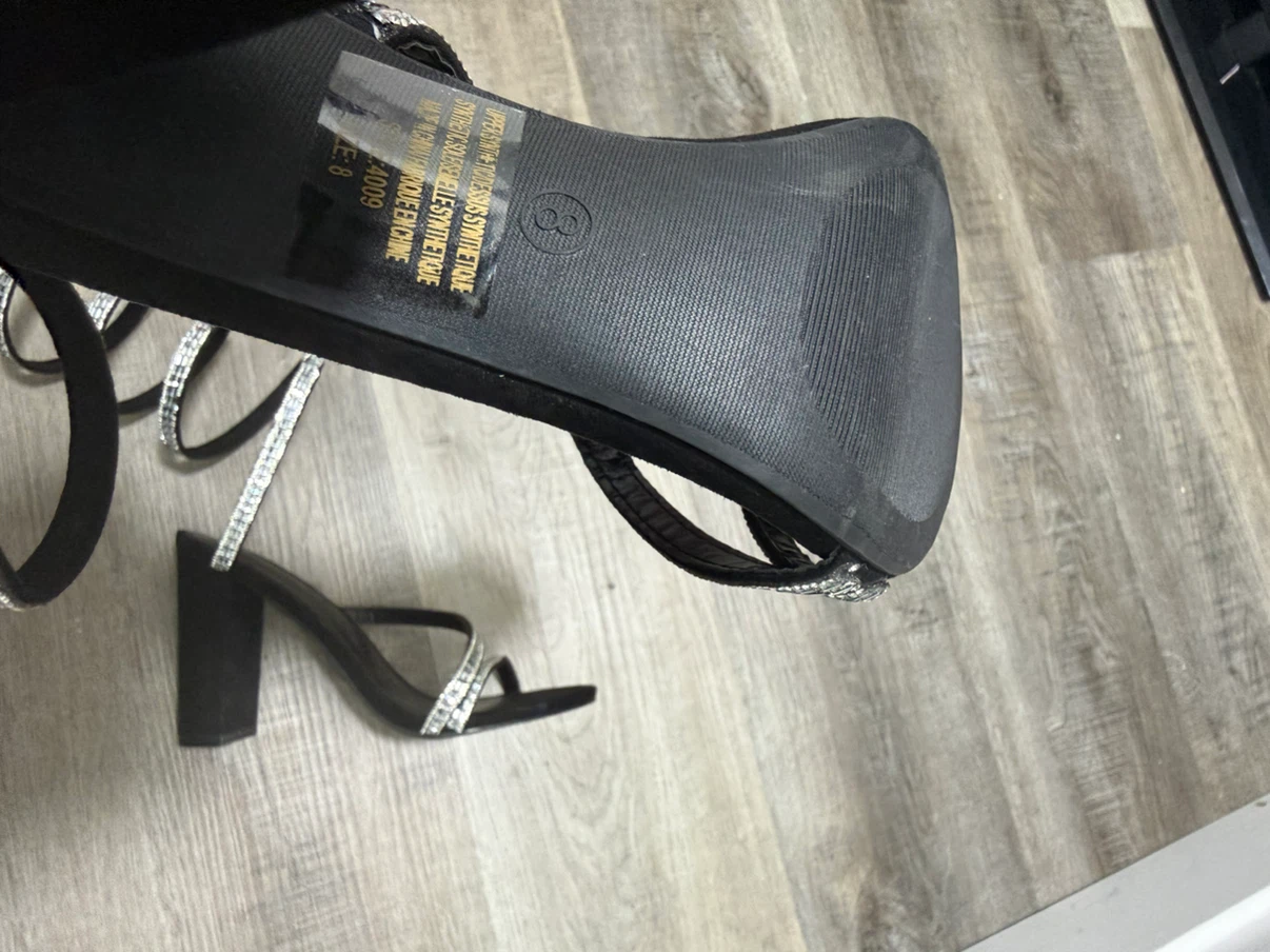 Black jewelled spiral heels Size 8