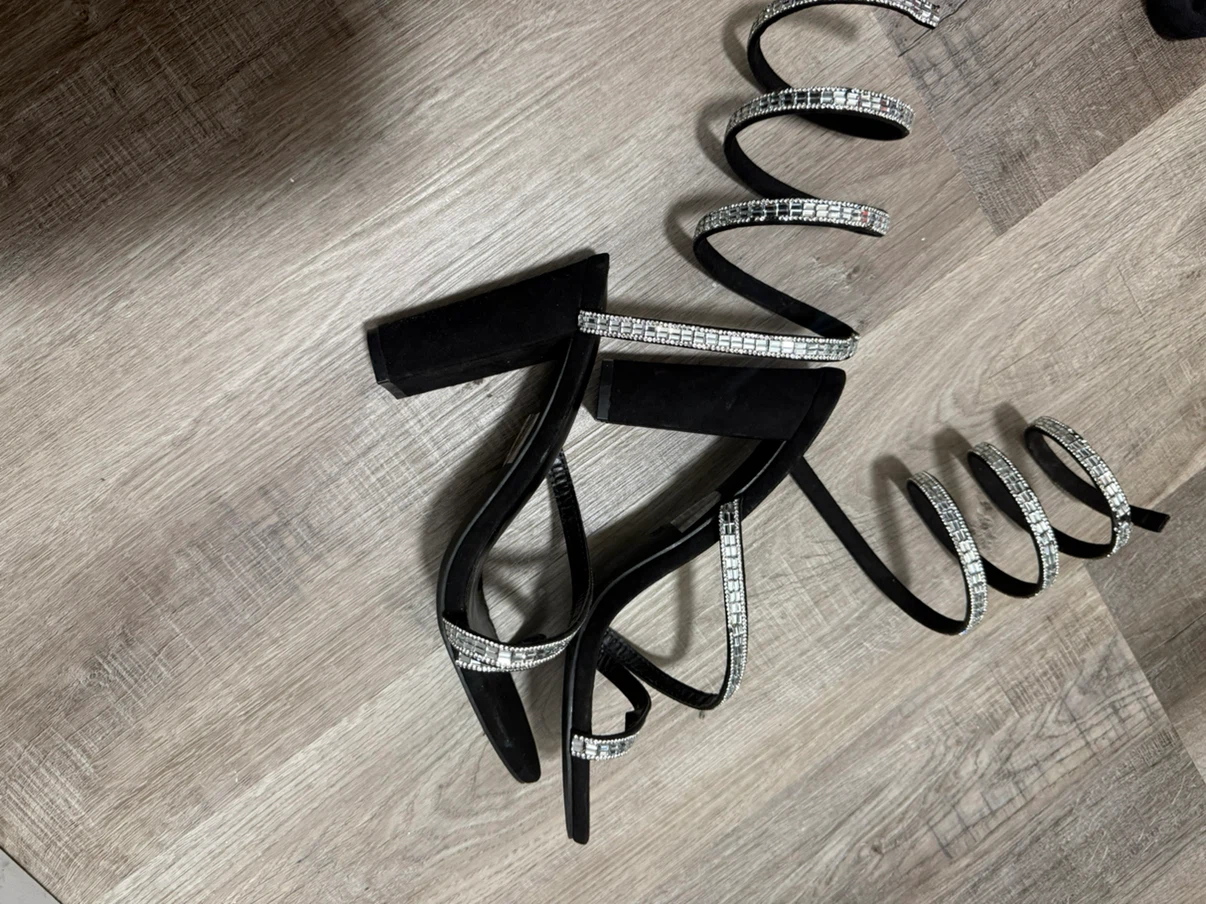 Black jewelled spiral heels Size 8 - photo 2