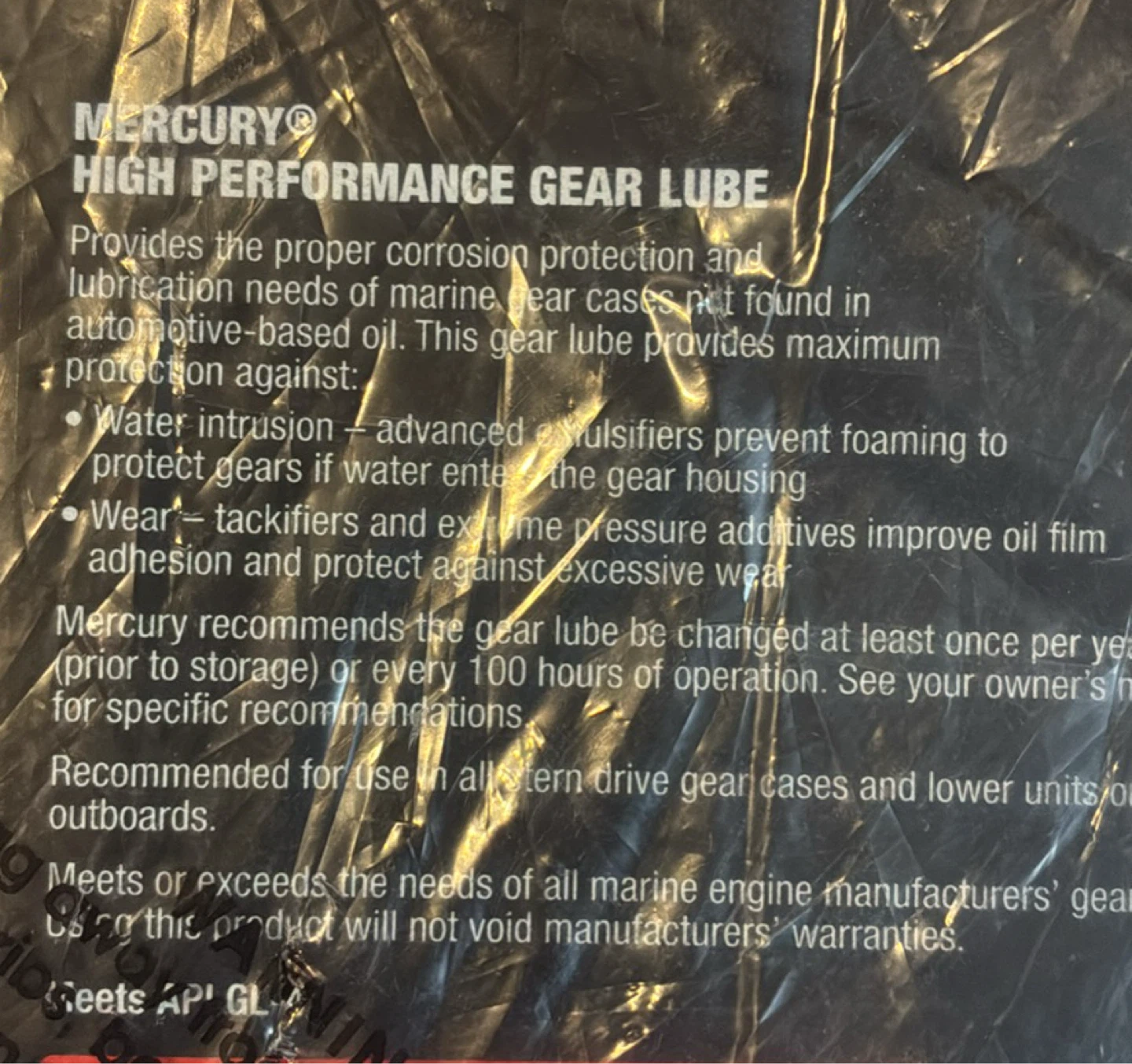 New Mercury High Performance SAE 90 Gear Lube - 32 oz - photo 3