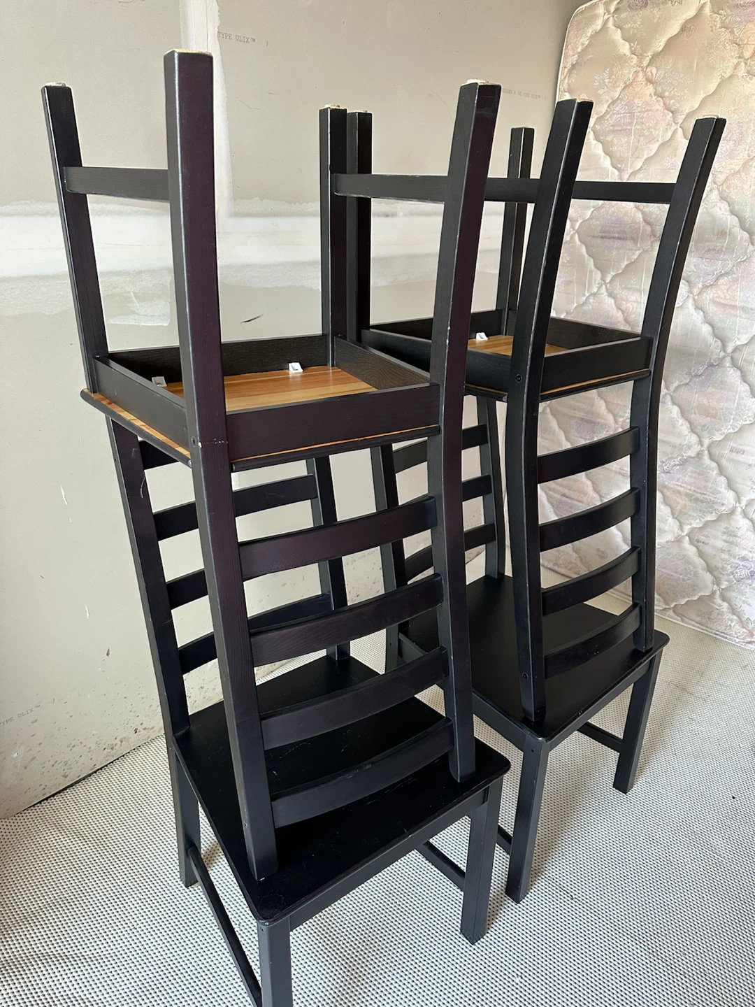 Set of 4 Black Ladder Back Dining Chairs