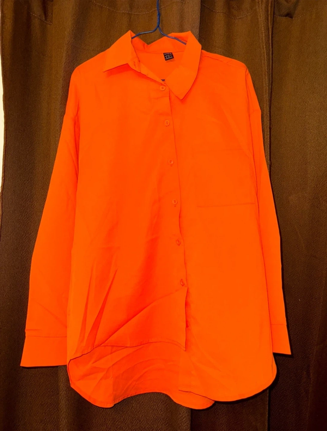 SHEIN Orange Long Sleeve Button Down Shirt