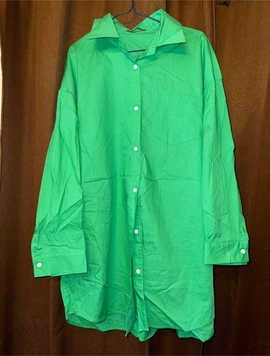 SHEIN Green Long-sleeve Button-up Shirt