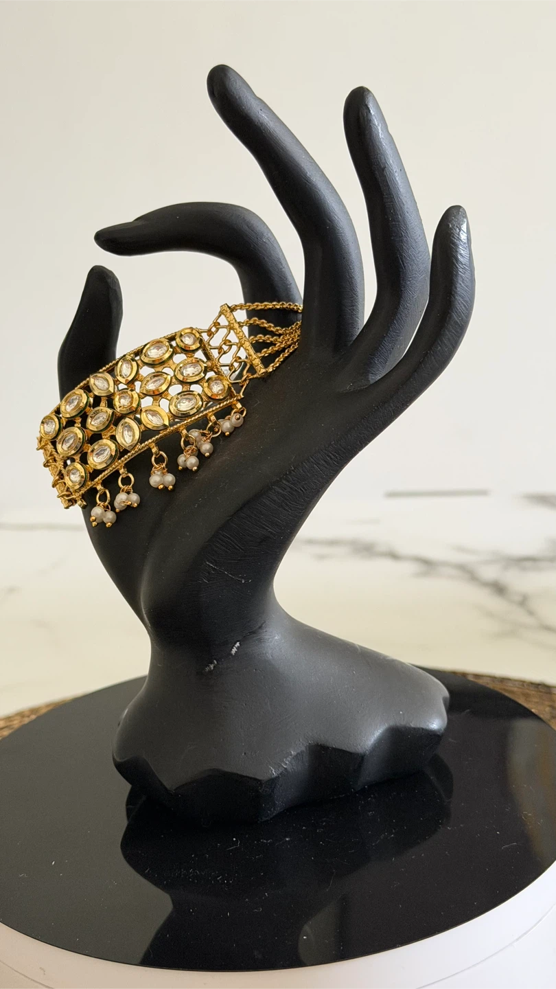 Gold Tone kundan Bracelet with Clear Stones - photo 3