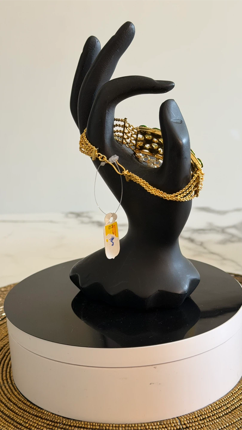 Gold Tone kundan Bracelet with Clear Stones - photo 4