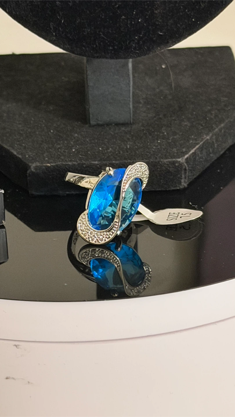 Blue Crystal Necklace, Bracelet, Earrings, and Ring Set - photo 3