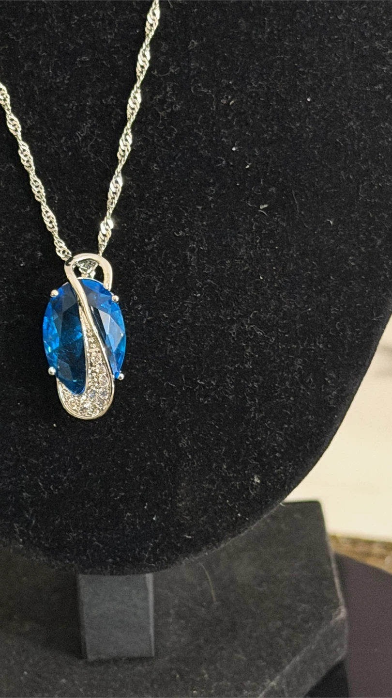 Blue Crystal Necklace, Bracelet, Earrings, and Ring Set - photo 4