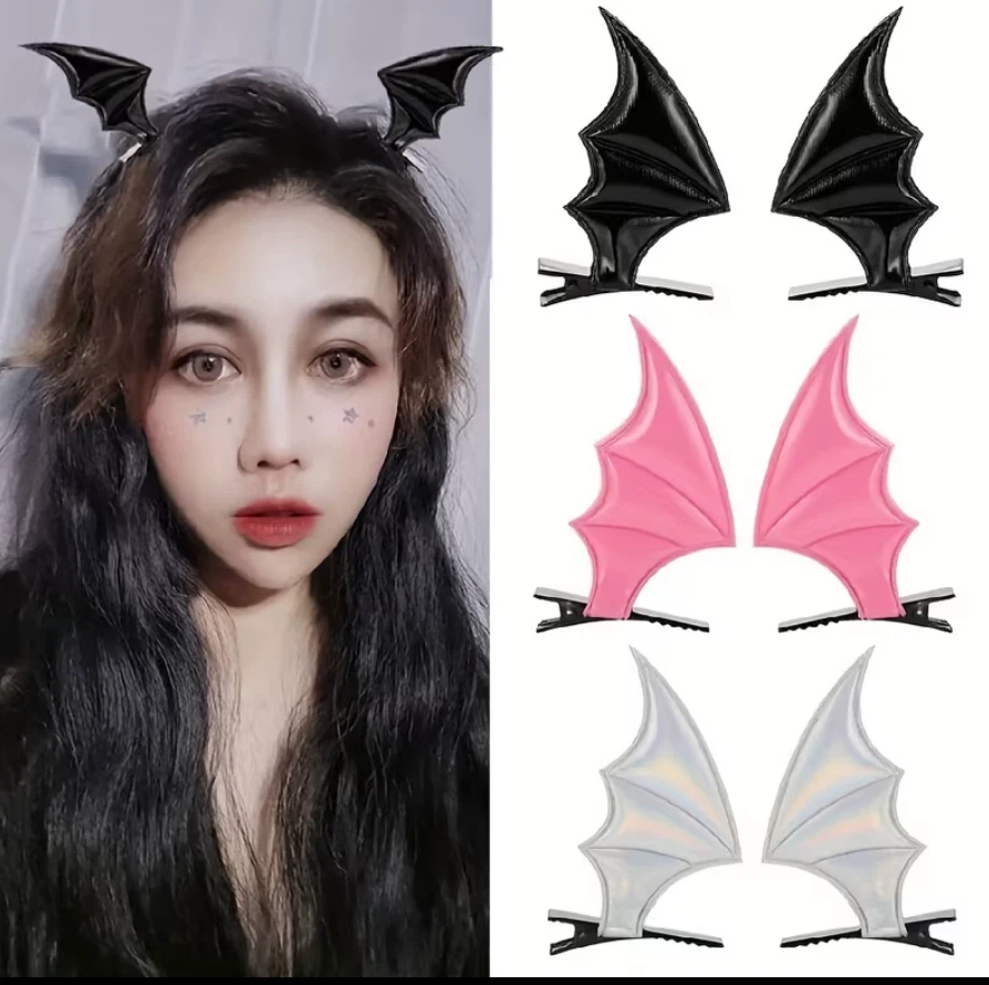 Halloween Black Bat Wing Hair Clips costume