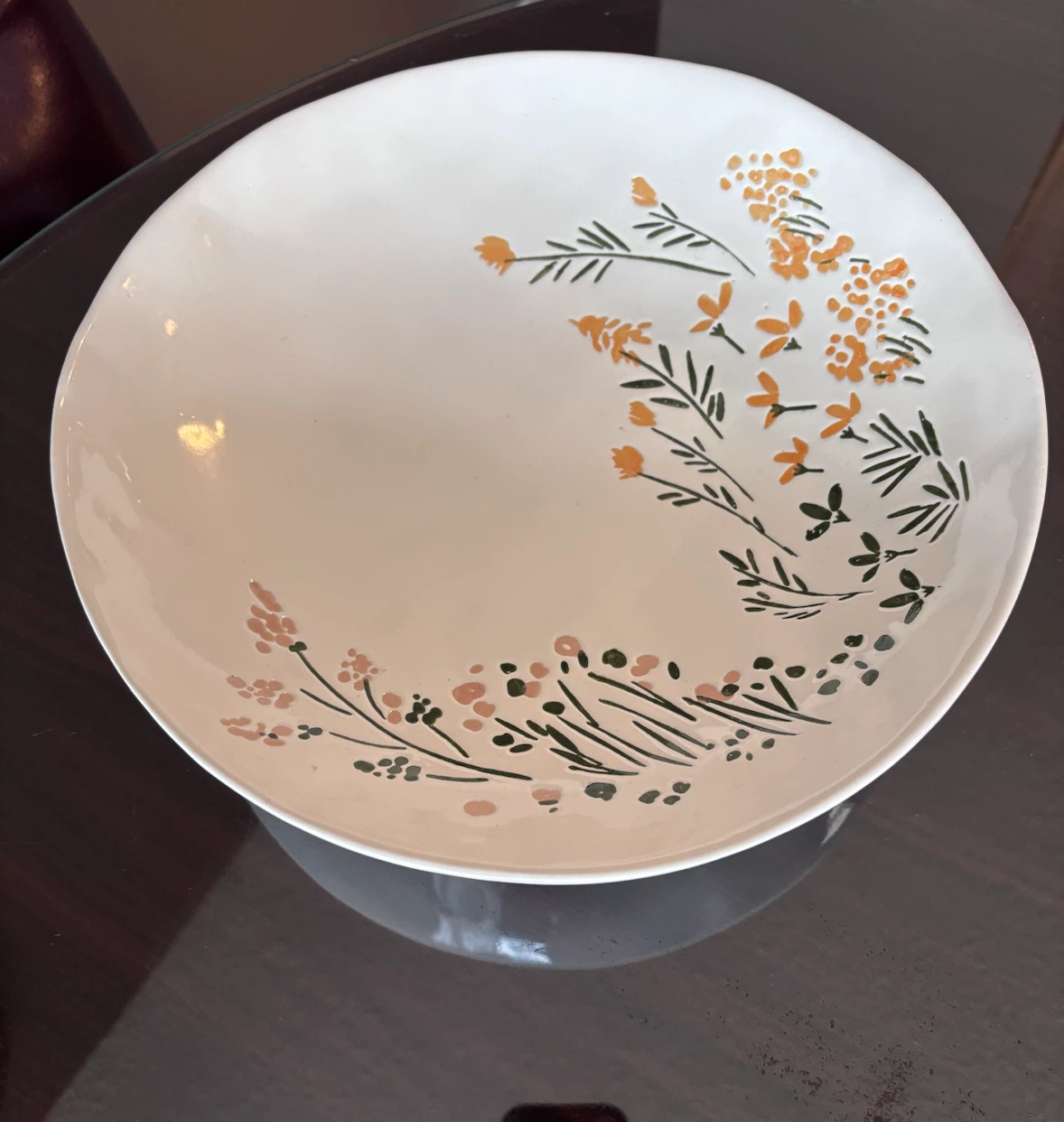White Serving Platter with Floral Design - photo 2