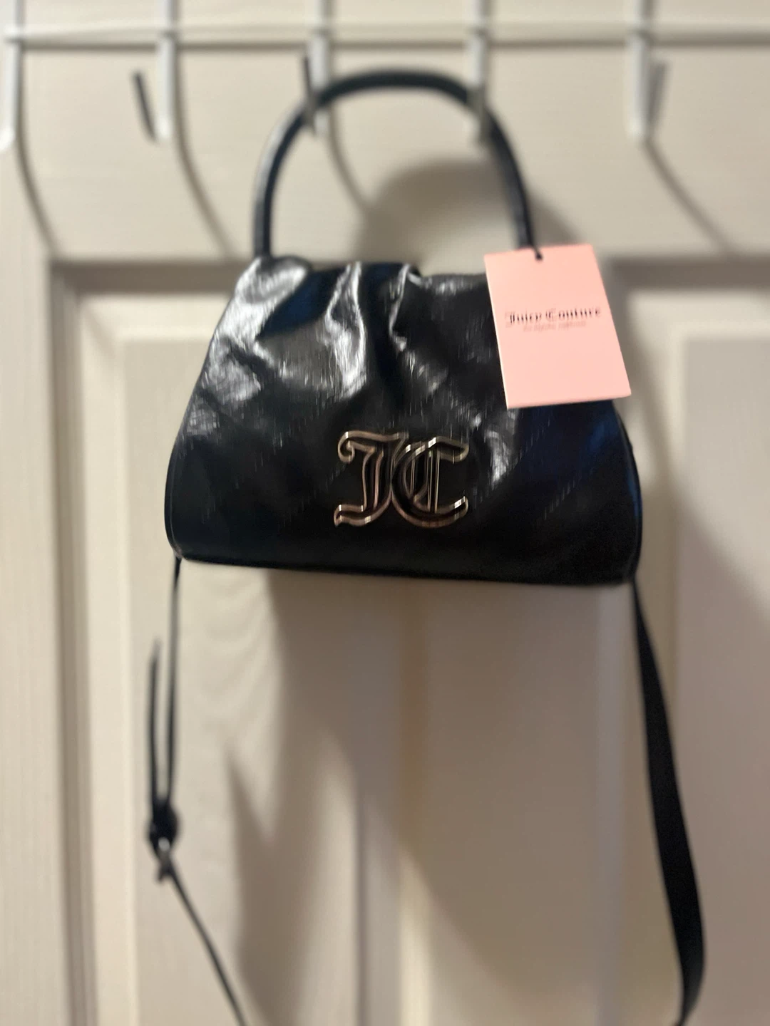 JC Black Quilted Small Crossbody Bag Top Handle Heart Charm - photo 2