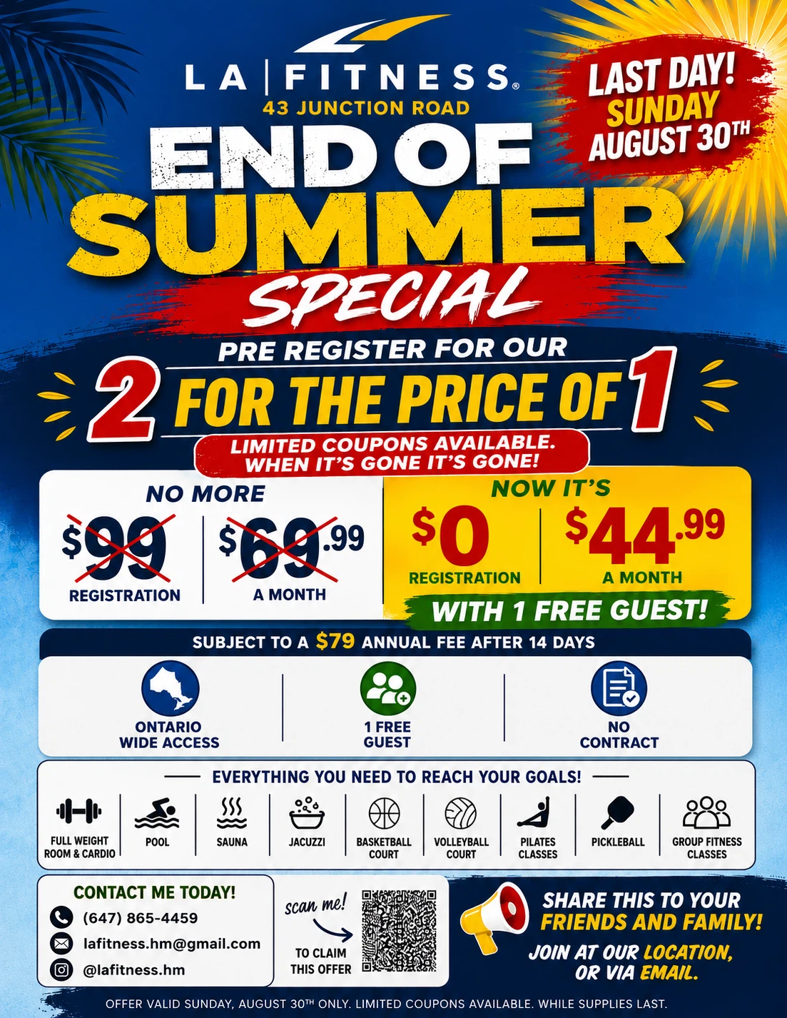 LA Fitness End of Summer Special Flyer