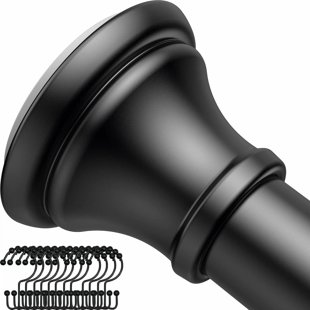 (18-79") 1pk Black Shower Rod with hooks