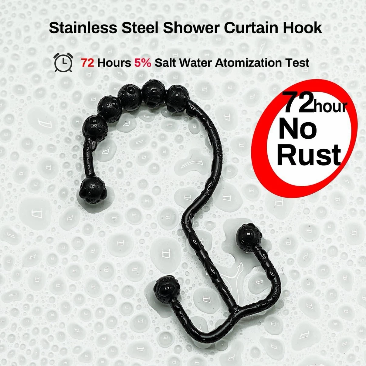 (18-79") 1pk Black Shower Rod with hooks - photo 3