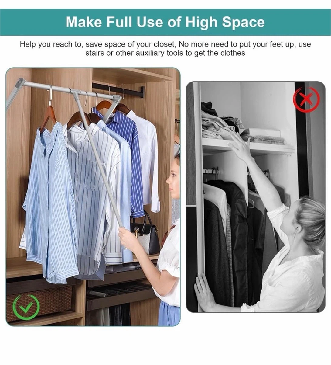 Pull Down Closet Rods for Hanging Clothes - photo 3