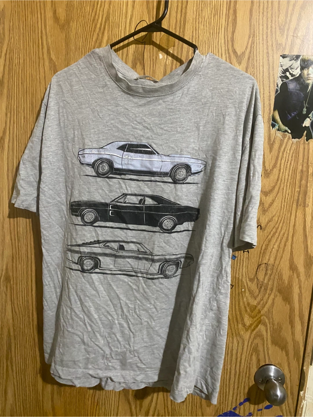 Grey T-Shirt with Vintage Car Graphic