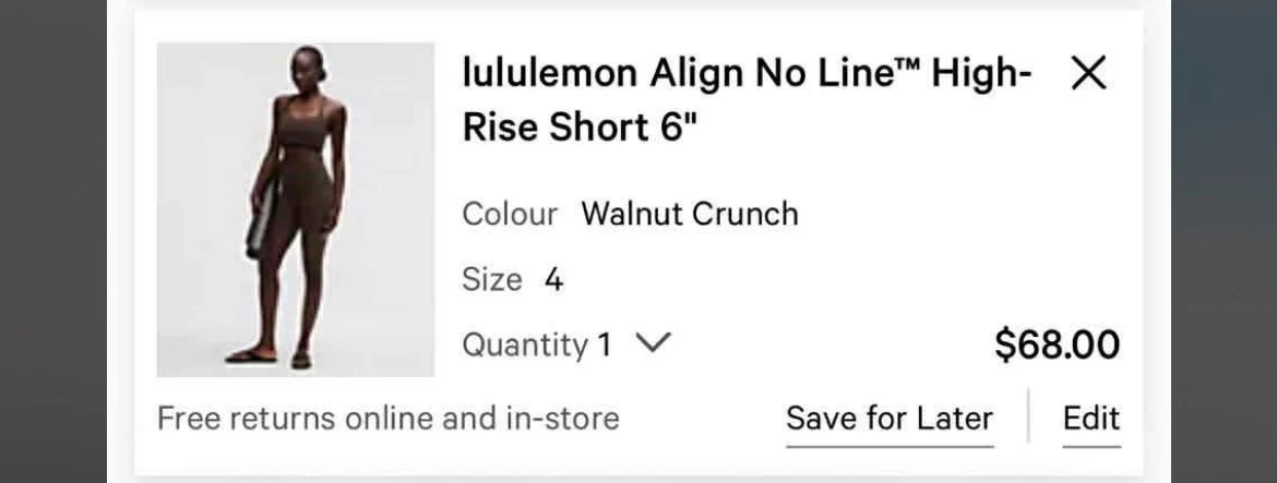 lululemon Align No Line High Rise Short 6"