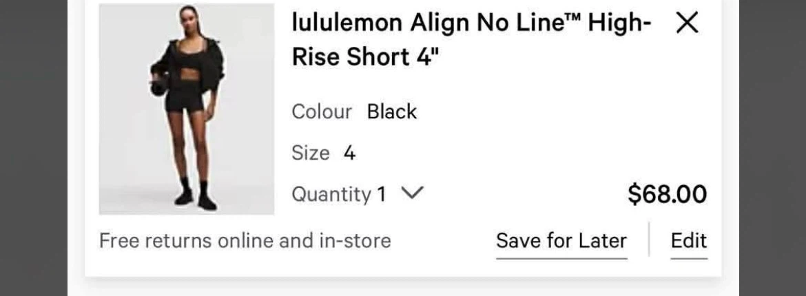 lululemon Align No Line High Rise Short 4" l