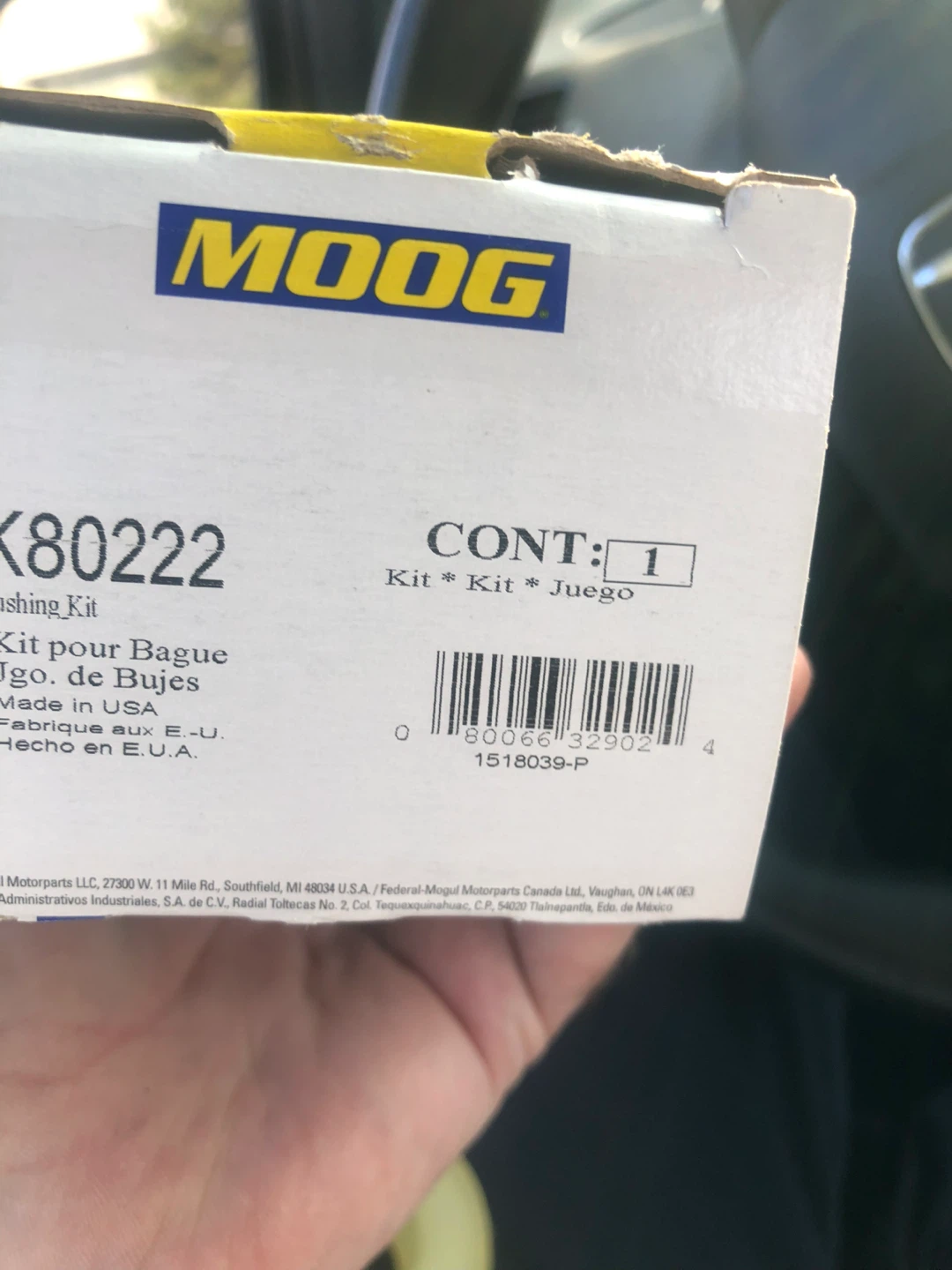 MOOG K80222 Chassis Parts Bushing Kit - photo 2