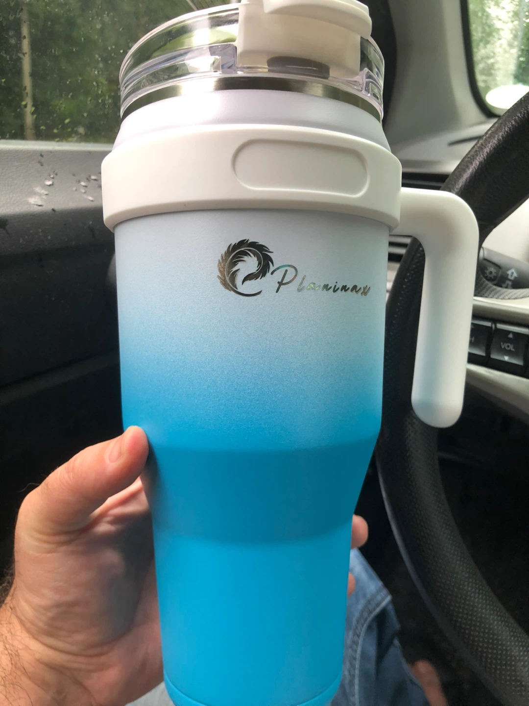 PLANINAX 40 oz Tumbler with Handle - White and Blue Gradient - photo 3