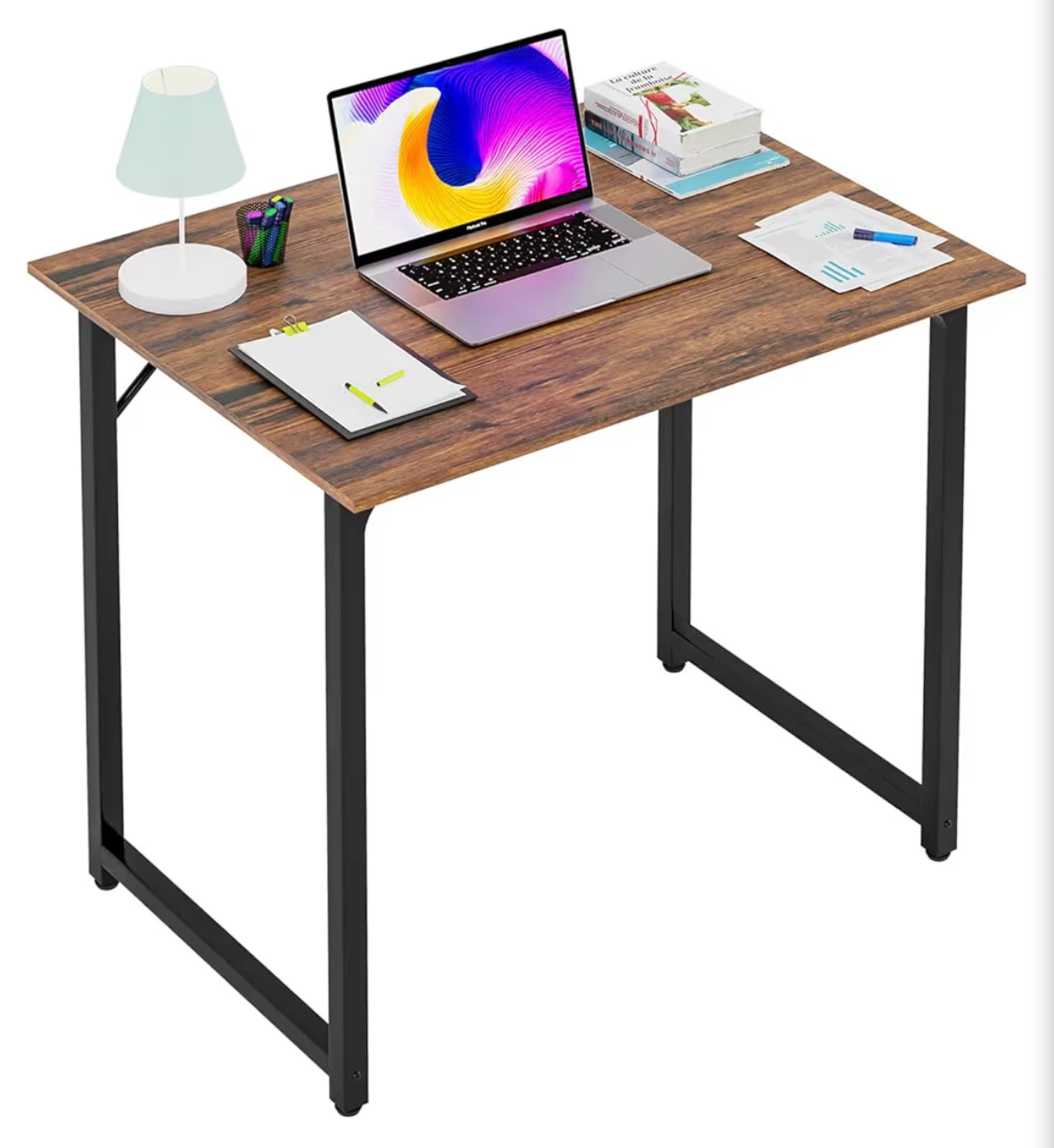 Rustic Wood Writing Desk with Metal Legs