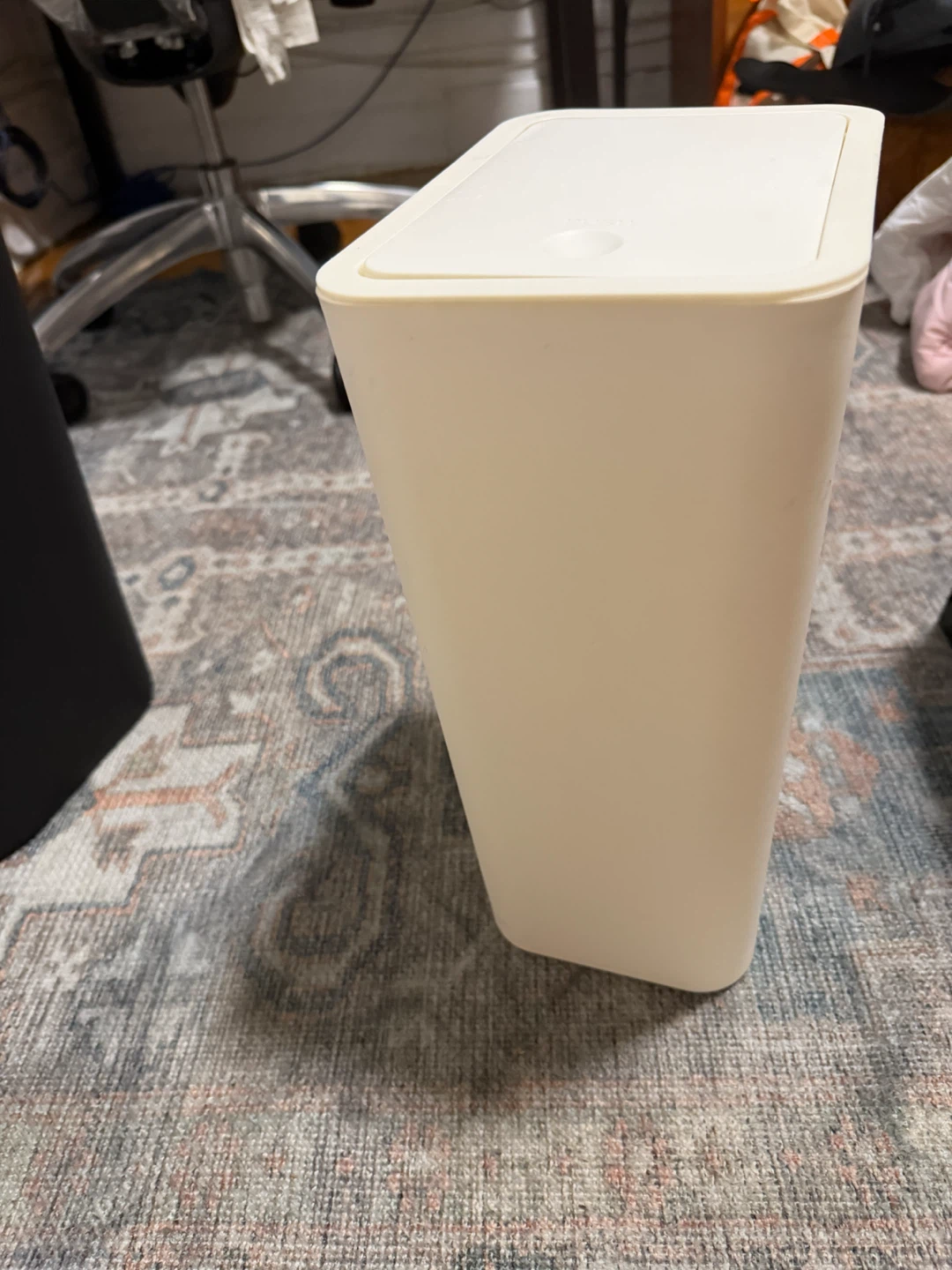 Cream Colored Trash Can with Push Lid - photo 2