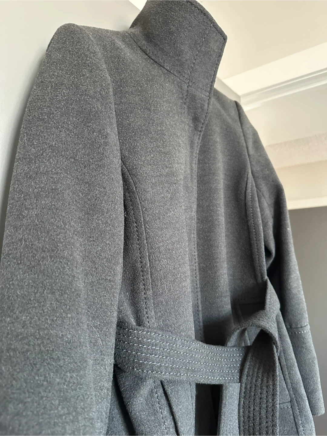 H&M Dark Grey High-Collar Belted Coat Size US 6 / EUR 38 - photo 3