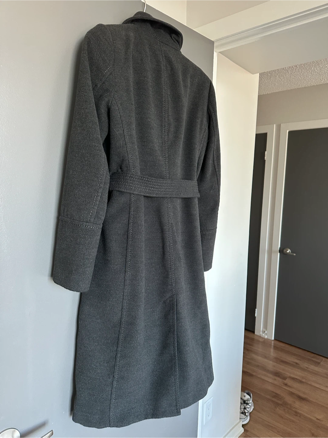 H&M Dark Grey High-Collar Belted Coat Size US 6 / EUR 38 - photo 4