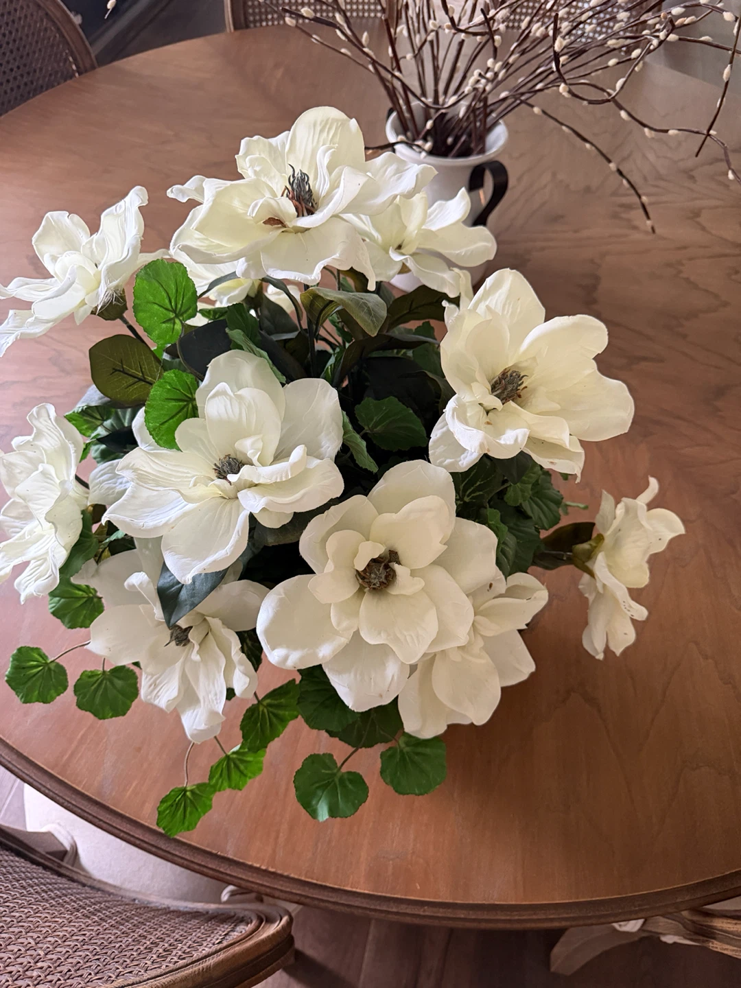 White Magnolia Arrangement in Ceramic Vase - photo 3