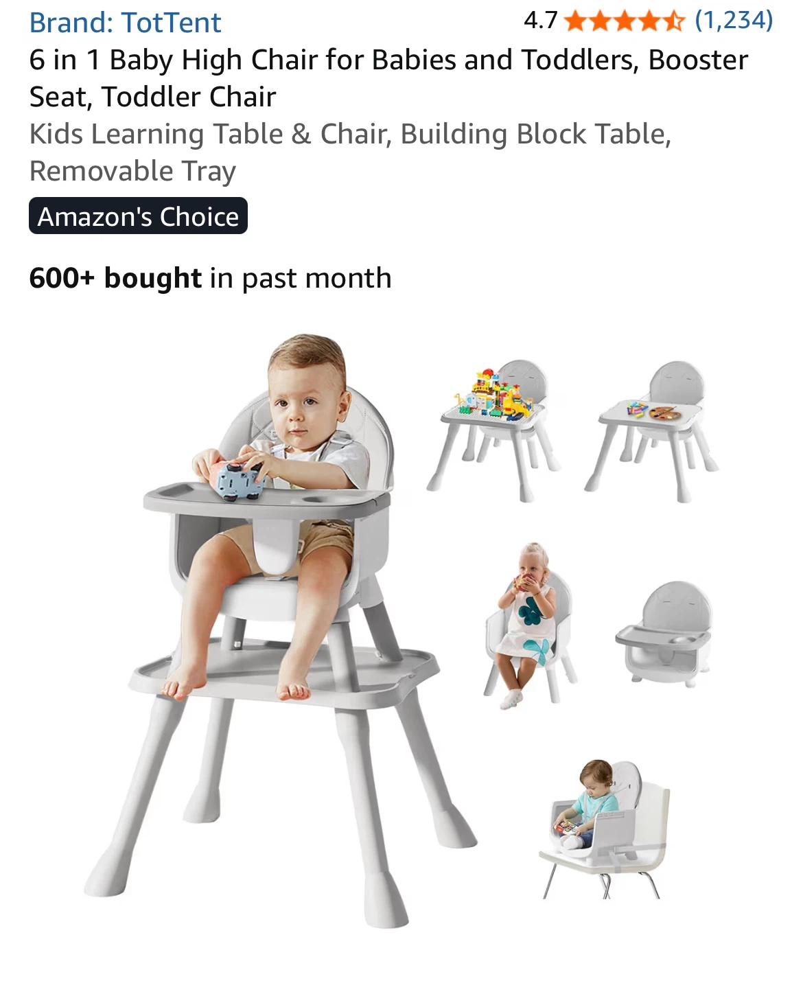 TotTent 6-in-1 Baby High Chair & Learning Table Set