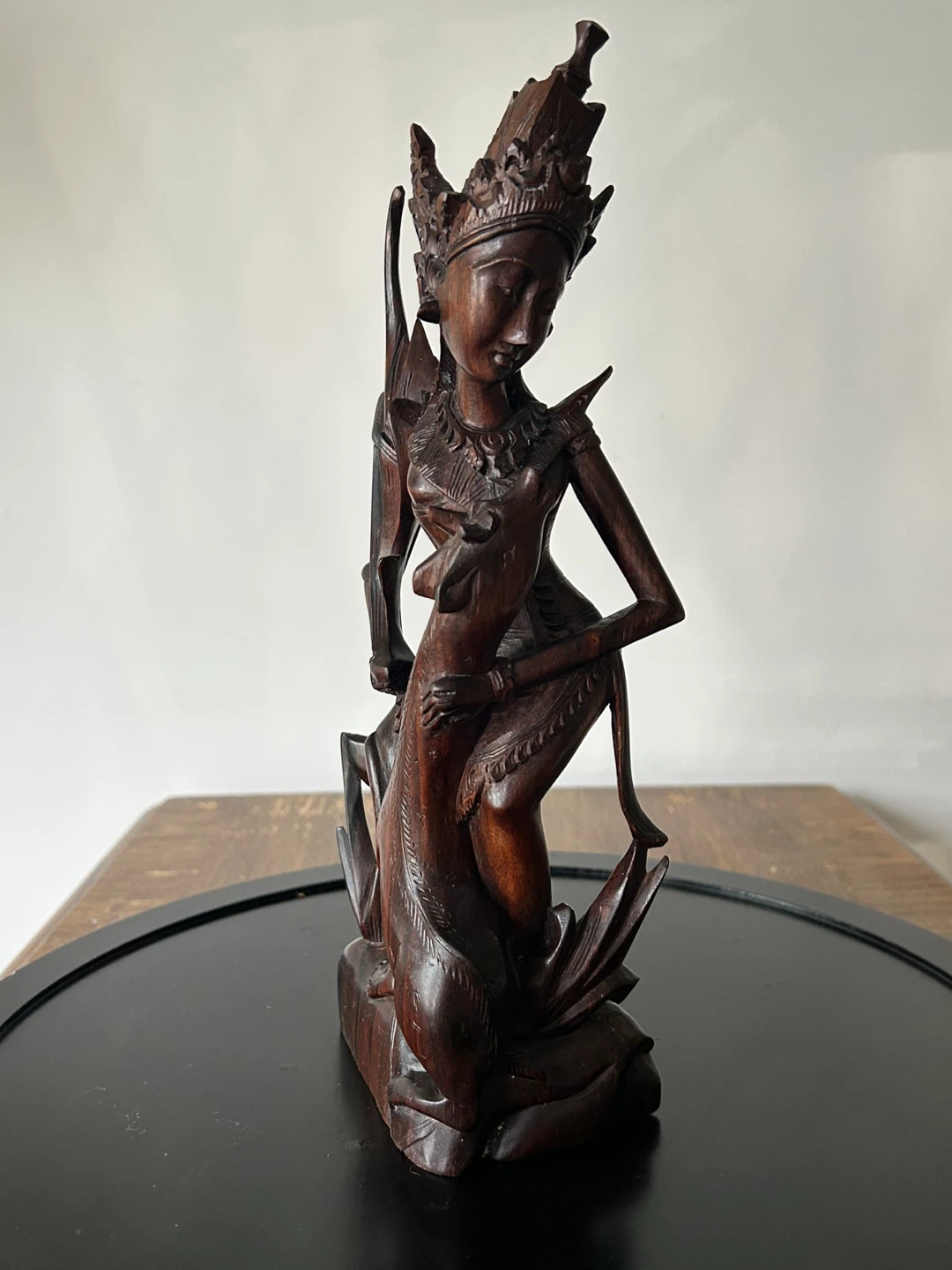 Vintage Hand-Carved Balinese Wood Statue - photo 4