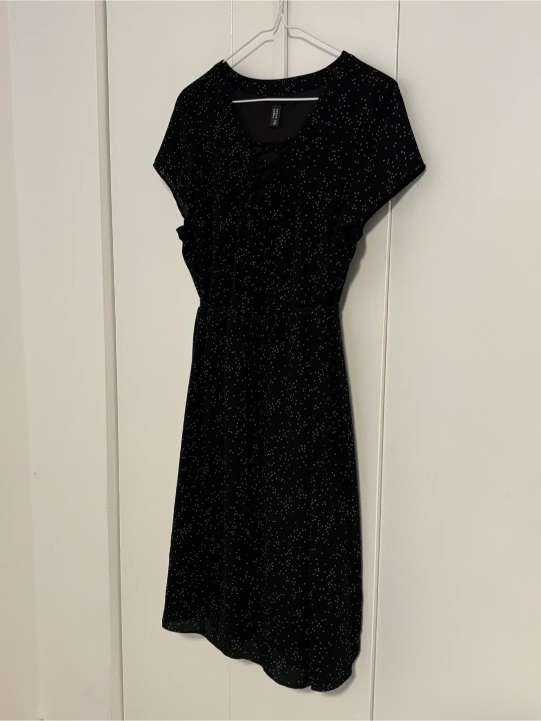 Midi dress with white polka dot print. - photo 2
