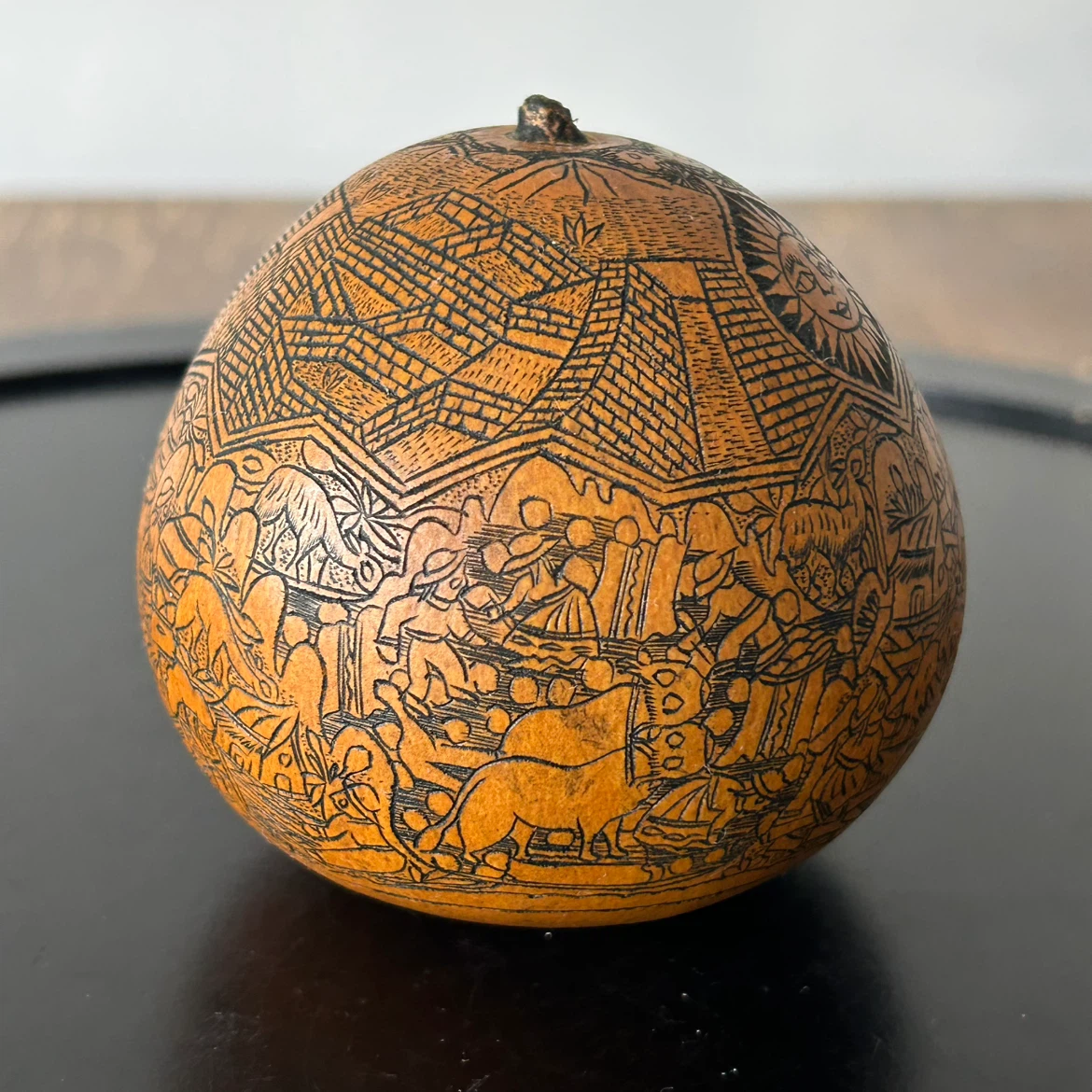 Vintage Hand-Carved Peruvian Pyroengraved Gourd - photo 4