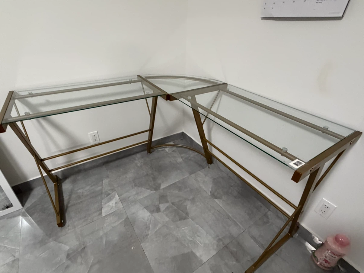 Glass L-Shaped Corner Desk