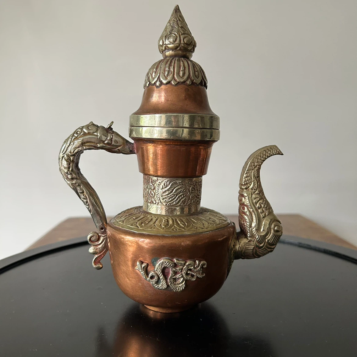 Vintage Tibetan / Asian Mixed-Metal Copper & Brass Teapot